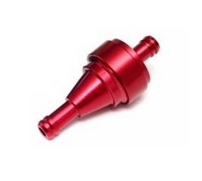 ALU palivový filtr pro motocykly na průměr hadičky 8mm červený