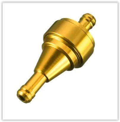 ALU palivový filtr pro motocykly na průměr hadičky 8mm zlatý