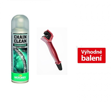 AKCE Sada MOTOREX - Chain Clean 611 - 500 ml + kartáč na řetěz 