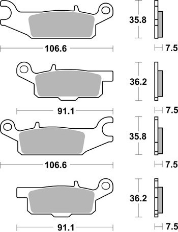 Sada brzdových destiček SBS SI přední YAMAHA YFM 250 R-X Raptor rok 09-14 