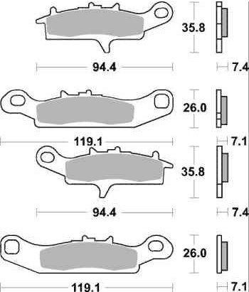 Sada brzdových destiček SBS SI přední KAWASAKI KSF 450 rok 07-15 