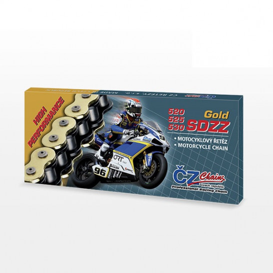Řetěz ČZ 520 SDZZ, X-ring, zlatý, 114čl., spojka