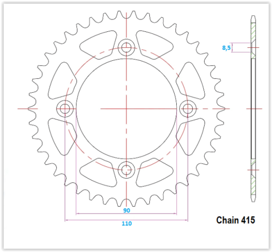 Rozeta KTM 50 SX rok 14, 21 