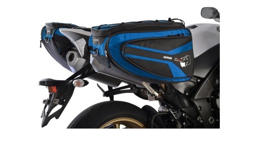 Boční brašny na motocykl P50R, OXFORD (černé/modré, objem 50 l, pár) 