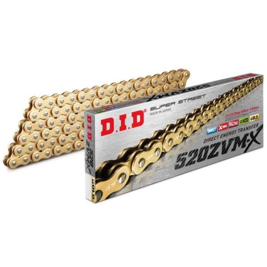 Řetěz DID 520 ZVMX, X-ring, zlatý GG, 118 článků 