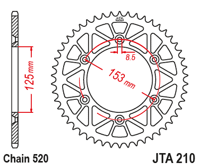 Duralová rozeta HONDA CRF 150 F (03-05) rok 06-18