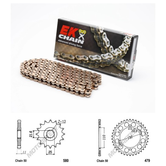 Řetězová sada EK QX-ring GOLD YAMAHA FZ6 Fazer rok 04-09 