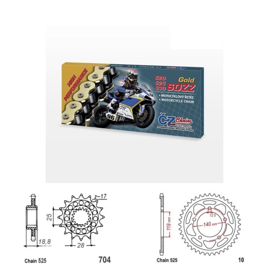 Řetězová sada s ČZ HX-ring GOLD BMW F 800 GS rok 24-25