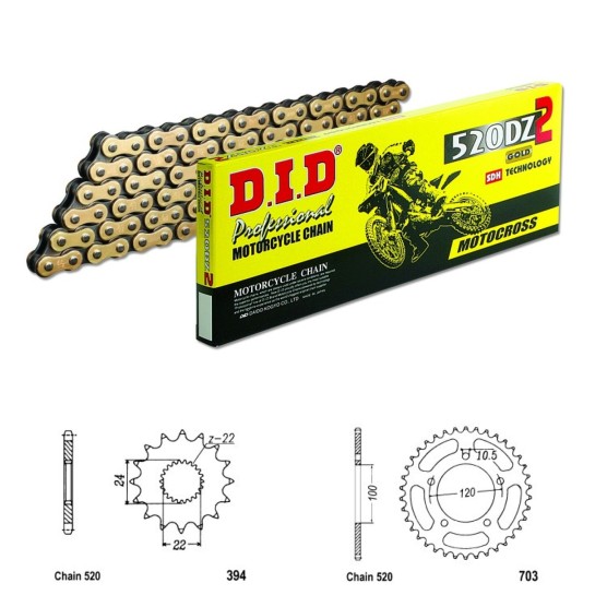 DID Řetězová sada D.I.D Special GOLD APRILIA 125 RS rok 06-12 
