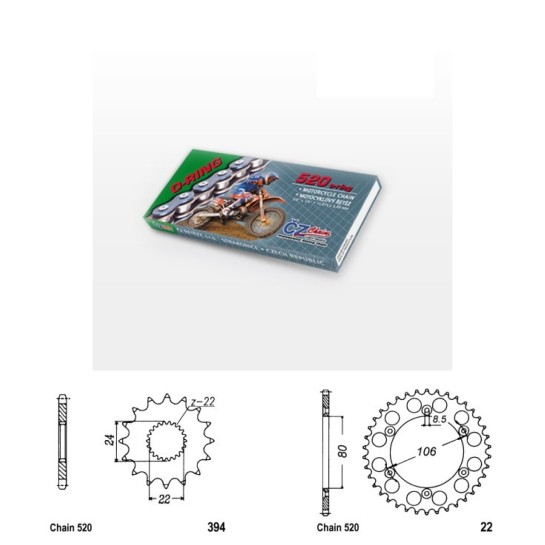 Řetězová sada s ČZ O-ring APRILIA 125 RX rok 93-97