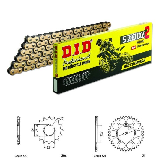 DID Řetězová sada D.I.D Special GOLD APRILIA 125 Tuareg Wind rok 90-92 