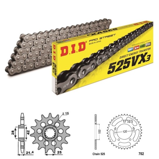 DID Řetězová sada D.I.D X-ring APRILIA 750 SL Shiver rok 07-16 