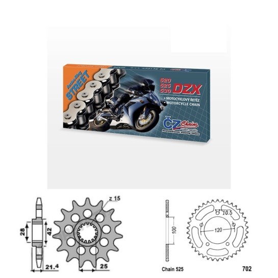 Řetězová sada s ČZ X-ring APRILIA 750 Dorsoduro rok 07-16 