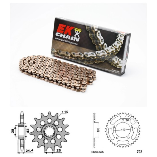 Řetězová sada EK QX-ring GOLD APRILIA 750 Dorsoduro rok 07-16