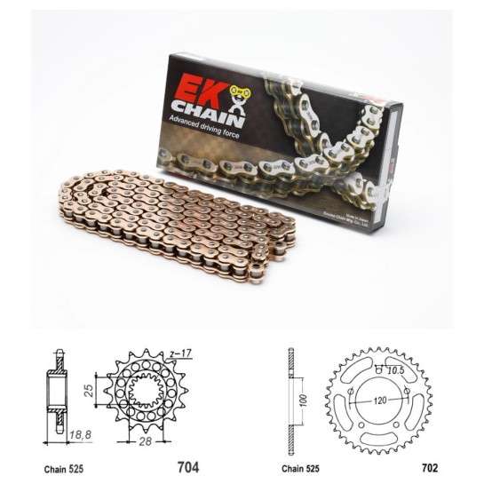 Řetězová sada EK QX-ring GOLD APRILIA 1000 RSV Mille R,SL,SP...