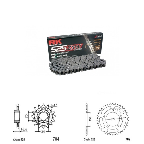 Řetězová sada RK ZW-ring APRILIA 1000 RSV Mille R (04-09) ro...