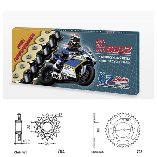 Řetězová sada s ČZ HX-ring Silver APRILIA 1000 RSV Tuono rok...