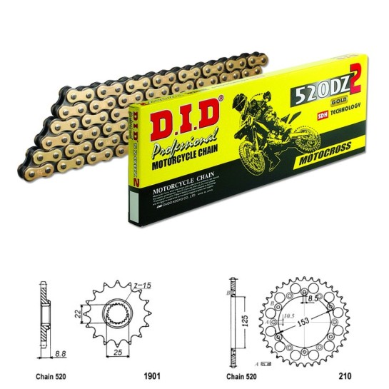 DID Řetězová sada D.I.D Special GOLD BETA 300 RR rok 13-16 