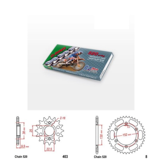 Řetězová sada s ČZ O-ring BMW G 450 X rok 07-10