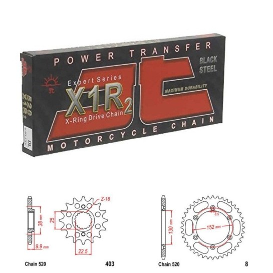 Řetězová sada JT X-ring BMW G 450 X rok 09-12 