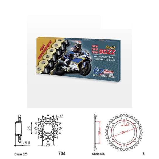 Řetězová sada s ČZ HX-ring GOLD BMW F 650 GS (800ccm) rok 08 