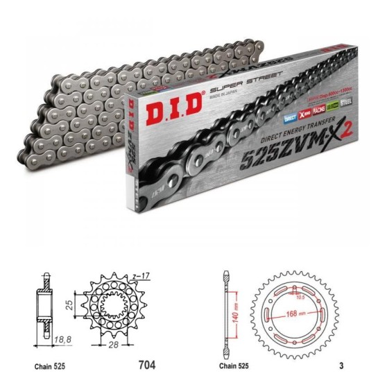 DID Řetězová sada D.I.D XX-ring BMW F 800 GS rok 09-18 