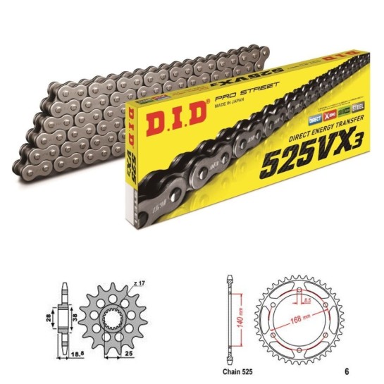 DID Řetězová sada D.I.D X-ring BMW F 800 R rok 09-10