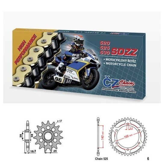 Řetězová sada s ČZ HX-ring Silver BMW F 800 R rok 09-10