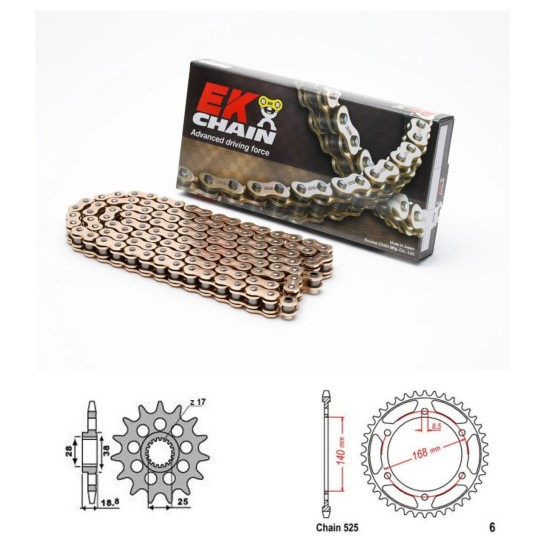 Řetězová sada EK QX-ring GOLD BMW F 800 R rok 09-10