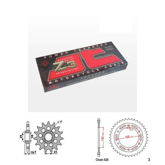Řetězová sada JT ZX-ring BMW F 800 R rok 11-14
