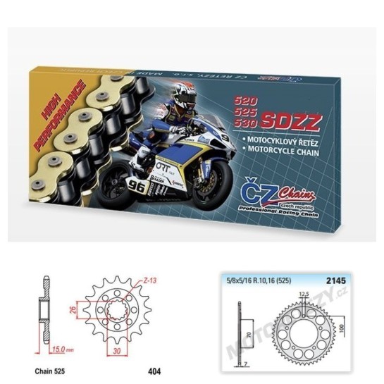 Řetězová sada s ČZ HX-ring Silver BMW 1000 HP4 rok 12-15