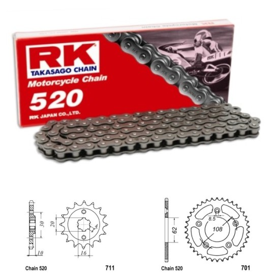 Řetězová sada RK CAGIVA 125 Raptor rok 03 