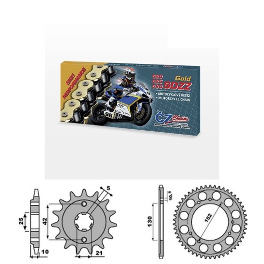 Řetězová sada s ČZ HX-ring GOLD CAGIVA 500 Canyon rok 99-01