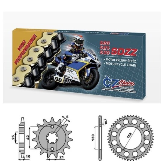 Řetězová sada s ČZ HX-ring SILVER CAGIVA 500 Canyon rok 99-01