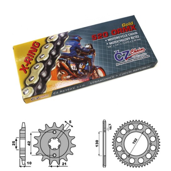 Řetězová sada s ČZ X-ring GOLD CAGIVA 500 Canyon rok 99-01