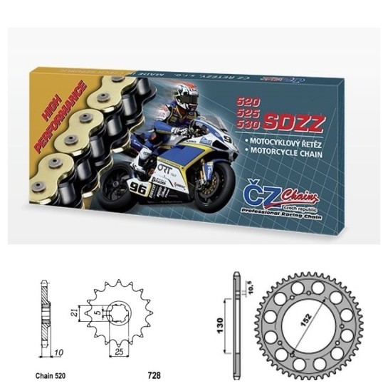 Řetězová sada s ČZ HX-ring SILVER CAGIVA 600 Canyon rok 96-99