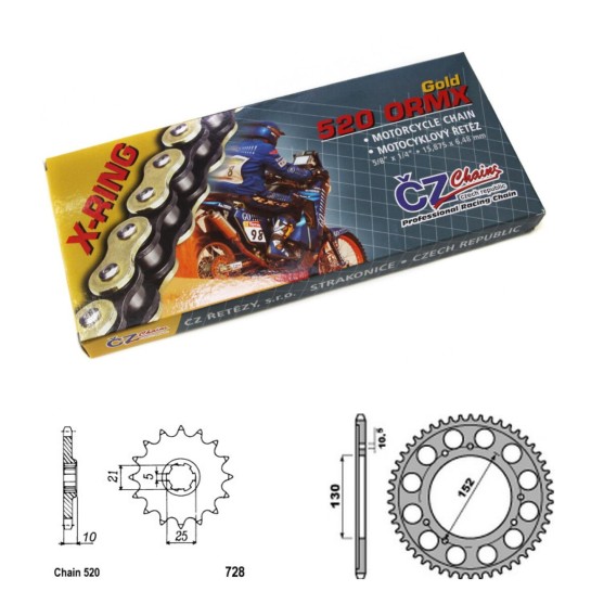 Řetězová sada s ČZ X-ring GOLD CAGIVA 600 Canyon rok 96-99