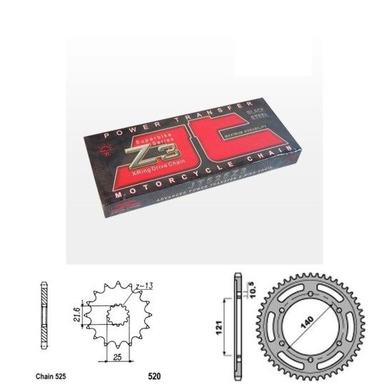 Řetězová sada JT ZX-ring CAGIVA 650 Raptor / V-Raptor rok 01-06