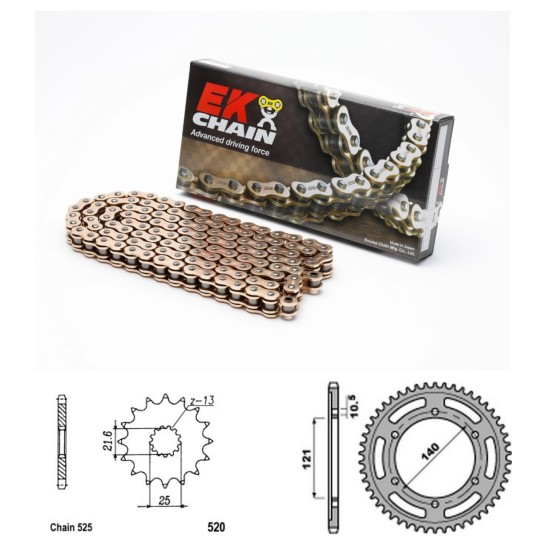 Řetězová sada EK QX-ring GOLD CAGIVA 650 Raptor / V-Raptor r...