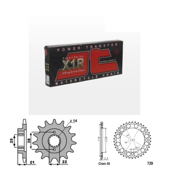Řetězová sada JT X-ring CAGIVA 750 Elefant rok 93-98