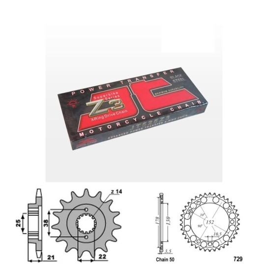 Řetězová sada JT ZX-ring CAGIVA 750 Elefant rok 93-98