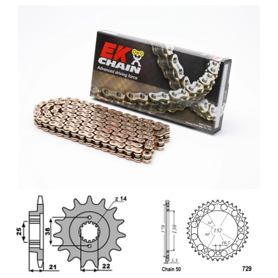 Řetězová sada EK QX-ring GOLD CAGIVA 750 Elefant rok 93-98