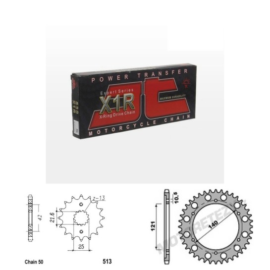 Řetězová sada JT X-ring CAGIVA 1000 Raptor / V-Raptor rok 01-04 