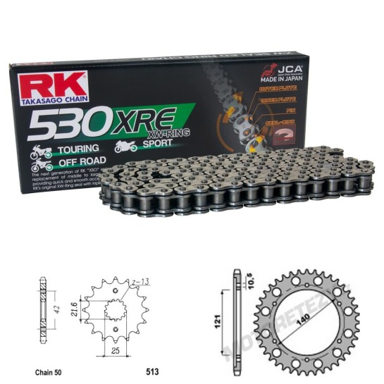 Řetězová sada RK W-ring CAGIVA 1000 Raptor / V-Raptor rok 01-04