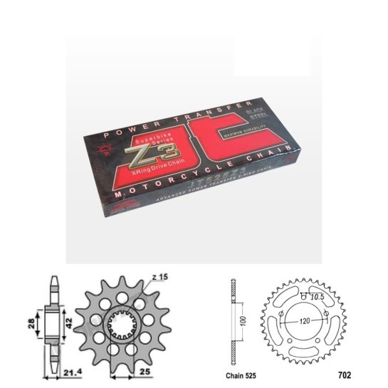 Řetězová sada JT ZX-ring APRILIA 750 Dorsoduro rok 07-16 