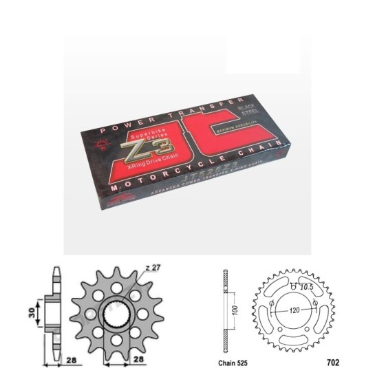 Řetězová sada JT ZX-ring APRILIA 850 Mana rok 08-16 