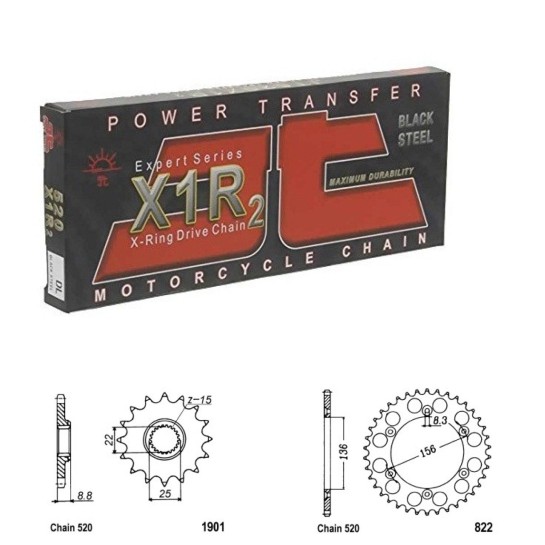Řetězová sada JT X-ring BETA 250 RR rok 05-12