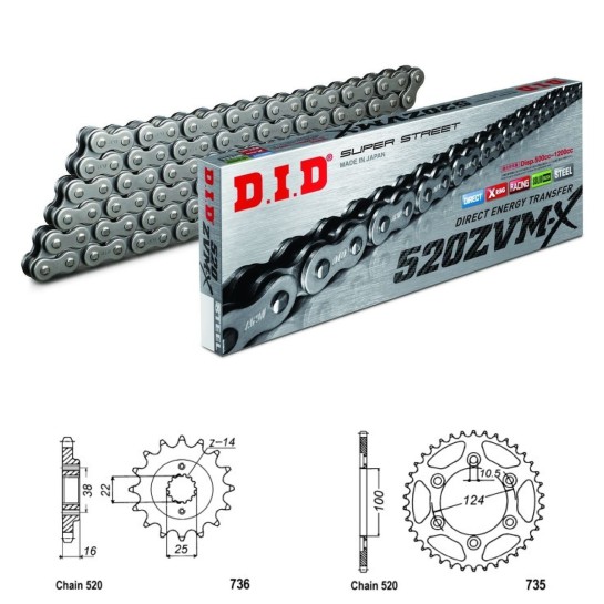 DID Řetězová sada D.I.D XX-ring DUCATI 750 Monster rok 96-97