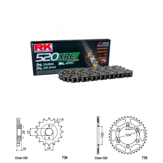 Řetězová sada RK W-ring DUCATI 750 Monster rok 98-01