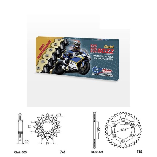 Řetězová sada s ČZ HX-ring GOLD DUCATI 916 SPS Sport Product...